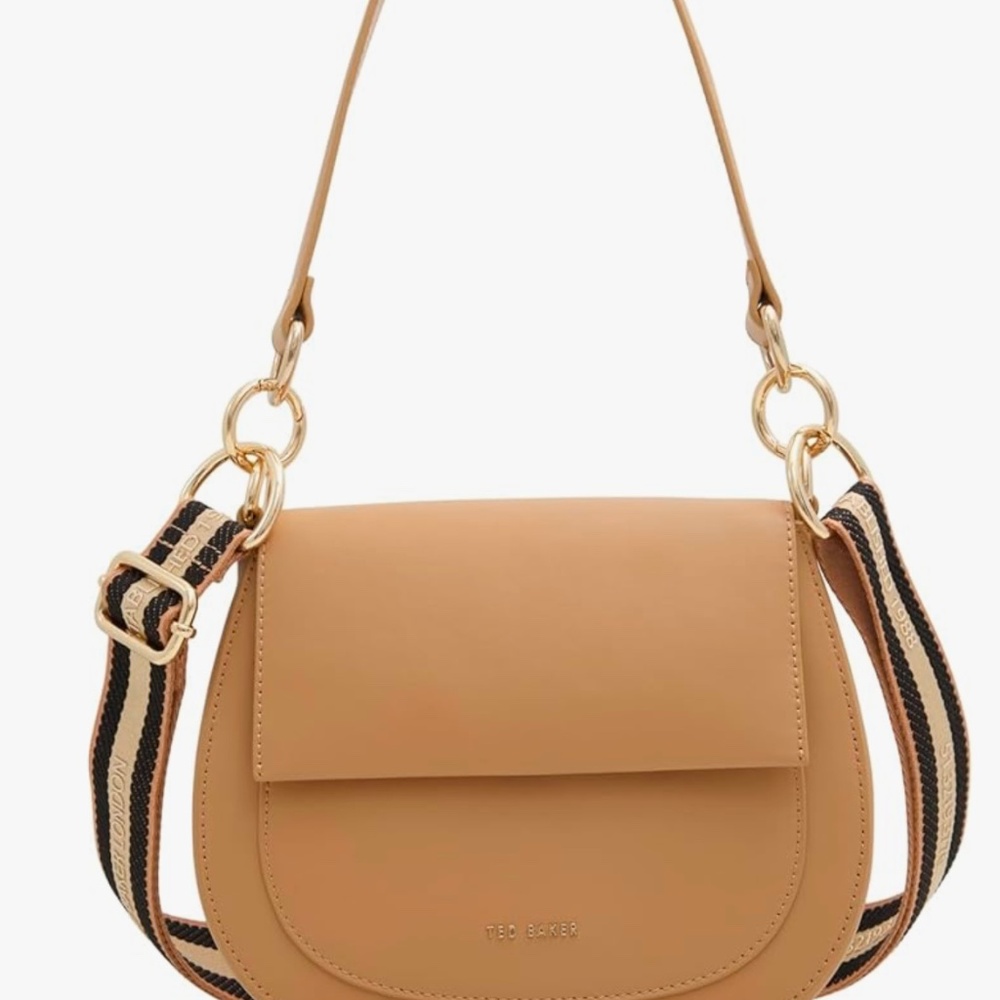 NWT TED BAKER DARCELL Branded Webbing Satchel Leather Cross Body Bag IN TAUPE